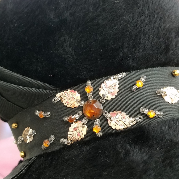 Vintage petite size black embellished ladies hat main image 5